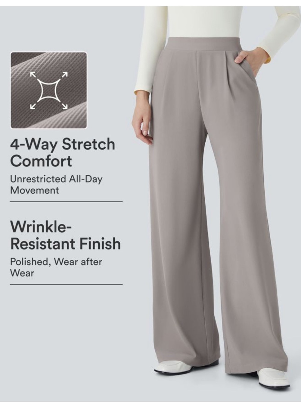 Halara Flex Body Sculpt Waist-Slimming Wide Leg Micro Waffle Work Pants